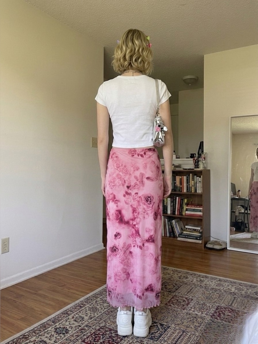 Floral Renaissance angel  print maxi skirt - Picture 2 of 10